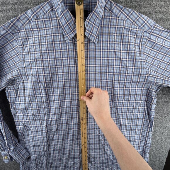Scott Barber XL Cotton Blue Plaid Long Sleeve Button Down Shirt Men Adult Woven - Picture 3 of 13